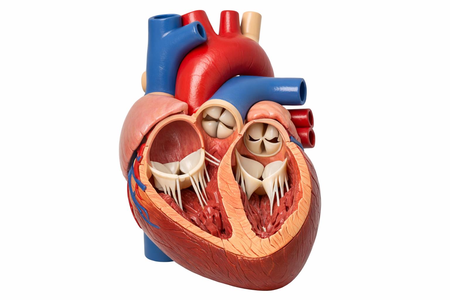 Model anatomiczny serca z widocznymi komorami i zastawkami.jpg